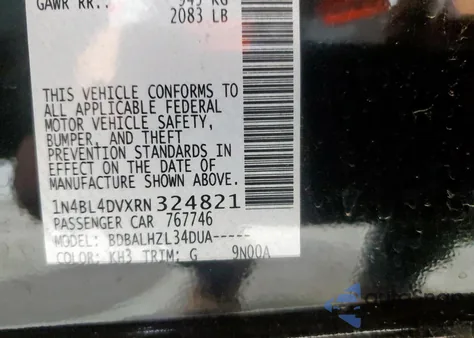 2024 Nissan Altima Sv from USA, damaged, VIN 1N4BL4DVXRN324821